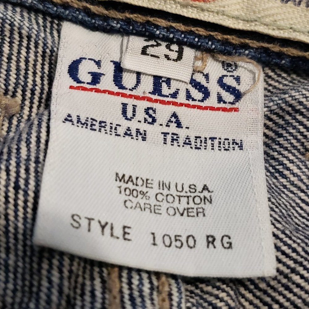 Vintage Guess Blue Jeans Men's 29 Narrow Leg Denim Made in USA 90s 80s Retro - Picture 7 of 11